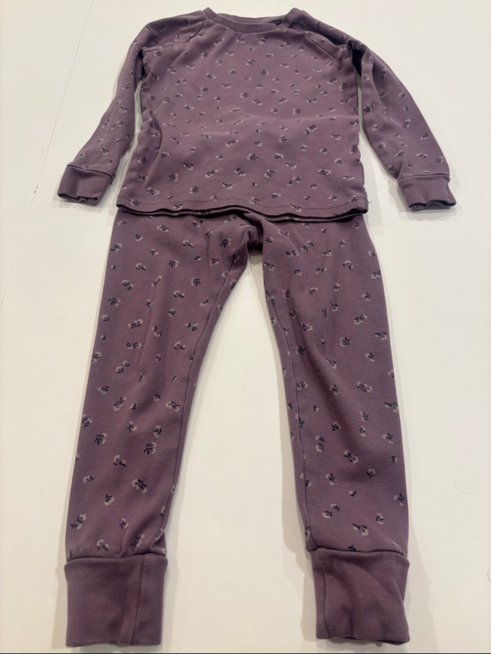 Colored Organics Mauve Floral Long-Sleeve Kids Pajama Set